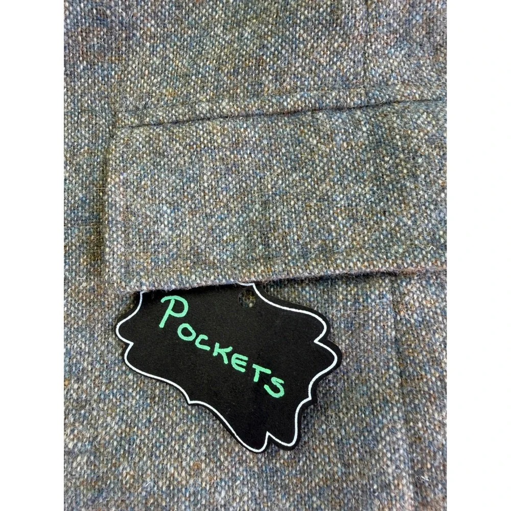 Southwick Vintage Wool Tweed Suit Grey Blue 40R 33W 2pc Blazer Cuffed Pants USA